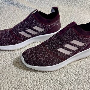 Adidas Maroon Knit Slip-On Shoes